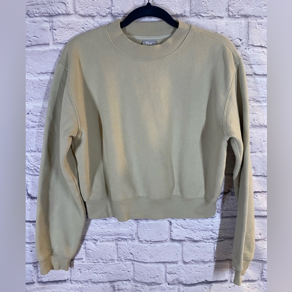 Tna Aritzia CozyAF Beige Fleece Cropped Sweatshirt Size M - Picture 1 of 7
